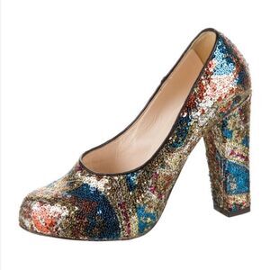 Carven sequin heels platforms